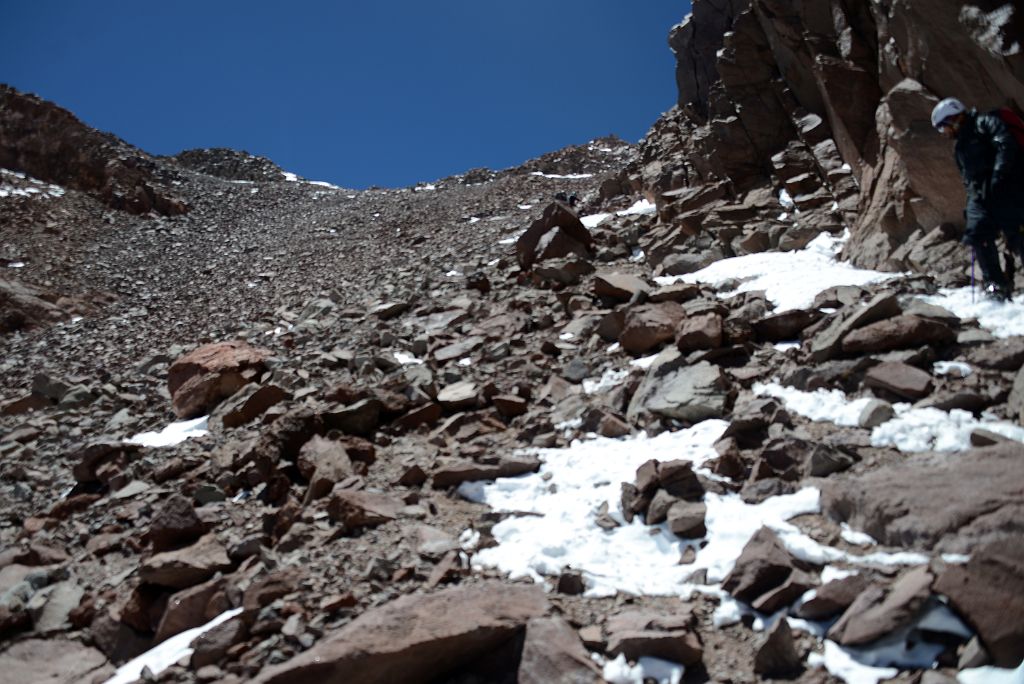 36 Climbing La Canaleta To Aconcagua Summit To The Left Of Centre